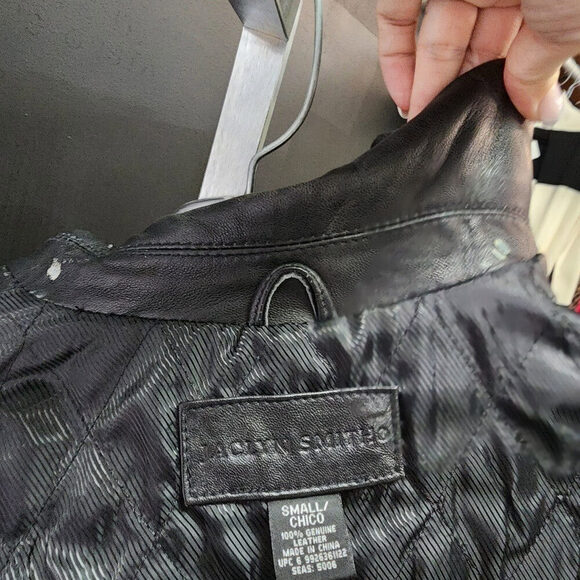Jaclyn Smith Black Leather Zip Up Jacket Size S - Picture 8 of 11